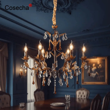 Isabelle Gold Crystal Chandelier for Dining & Living Spaces