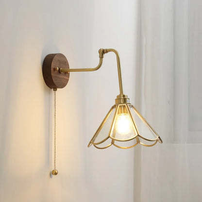 Camille Adjustable Fabric Wall Lamp with Copper Arm