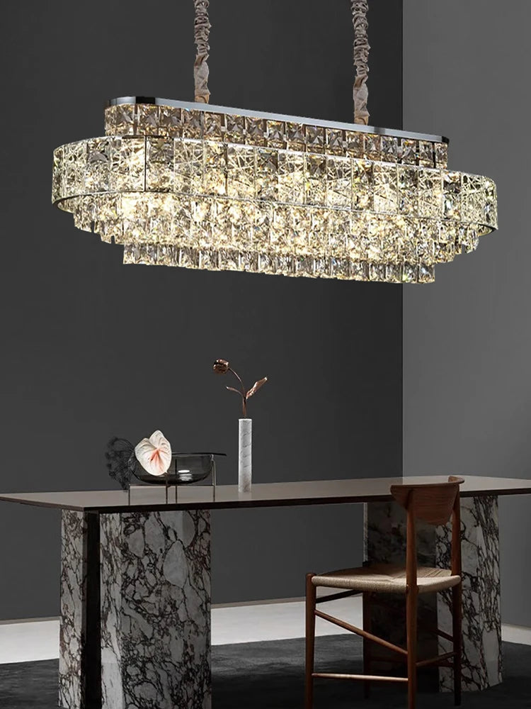 Isabelle Oval Crystal Pendant Chandelier