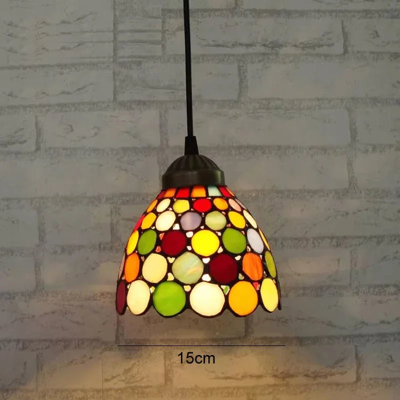 Colette Tiffany Colorful Glass Pendant Lamp Mediterranean
