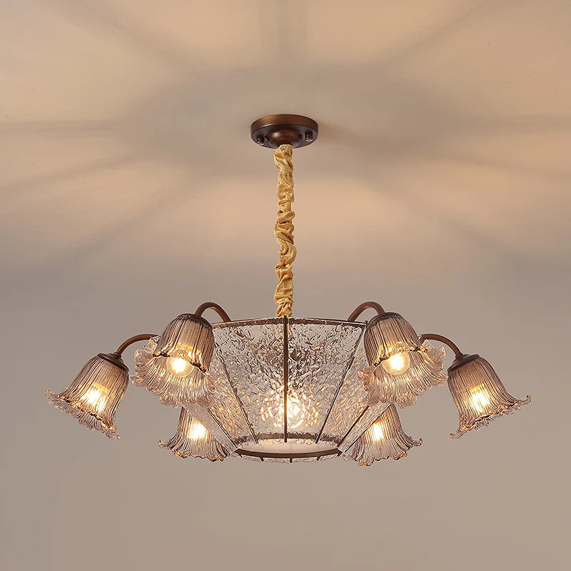 Vintage Flower Glass LED Pendant Chandelier