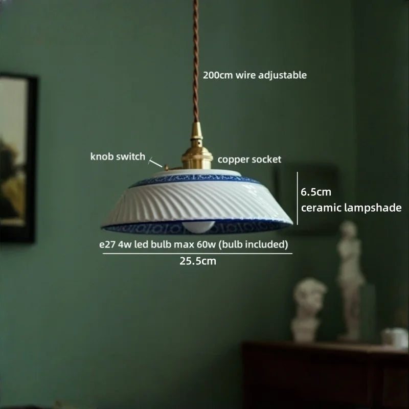 Isabelle Ceramic Pendant Light Japanese Vintage Style