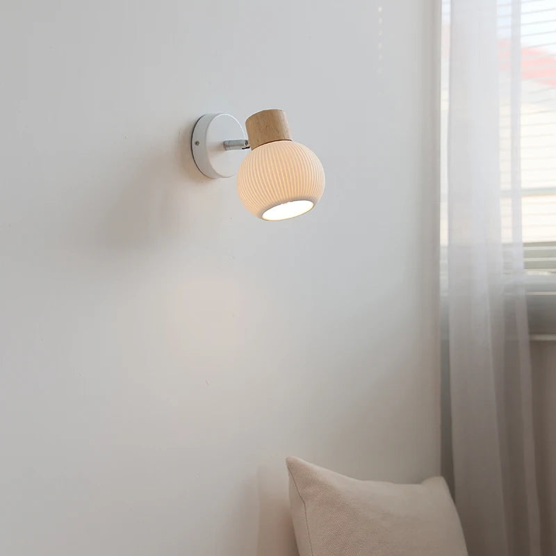 Camille White Ceramic LED Wall Lamp Switch E27 Nordic