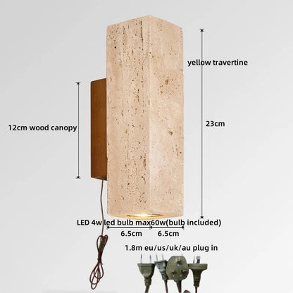 Élise Yellow Travertine LED Wall Lamp Japan Style Luxury