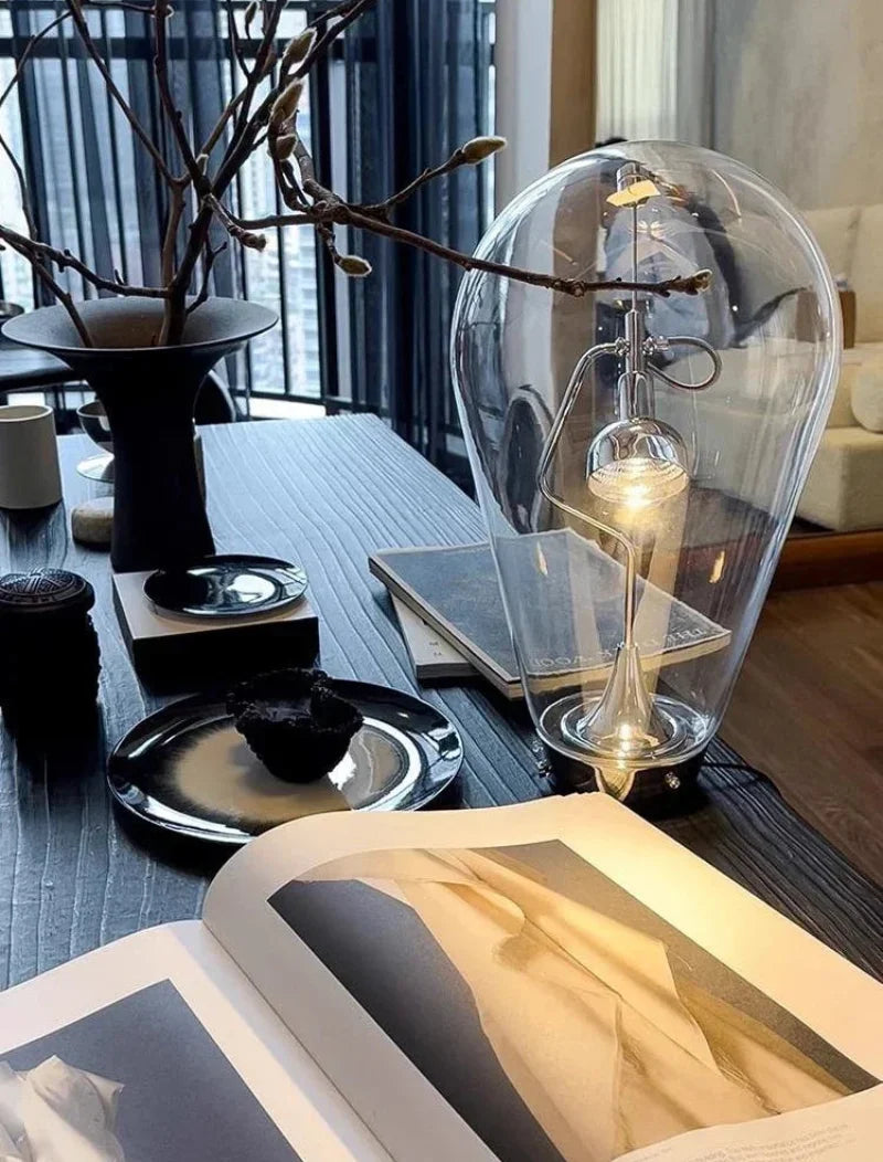 Adele Chrome Dimmable Glass Lamp