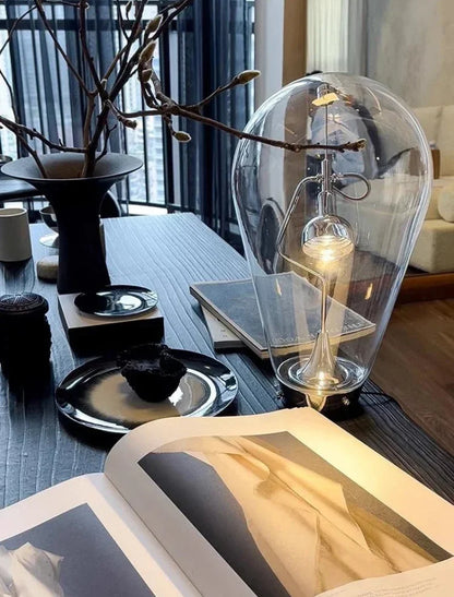 Adele Chrome Dimmable Glass Lamp