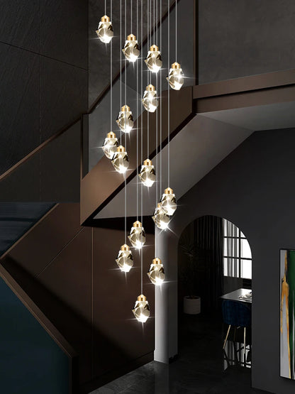Lucienne Nordic Crystal Staircase Chandelier for Loft & Villa Interiors