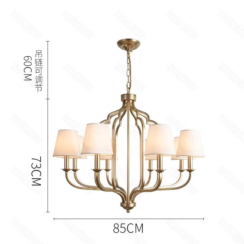 Éloise Retro Iron Fabric Shade Chandelier Ceiling Light