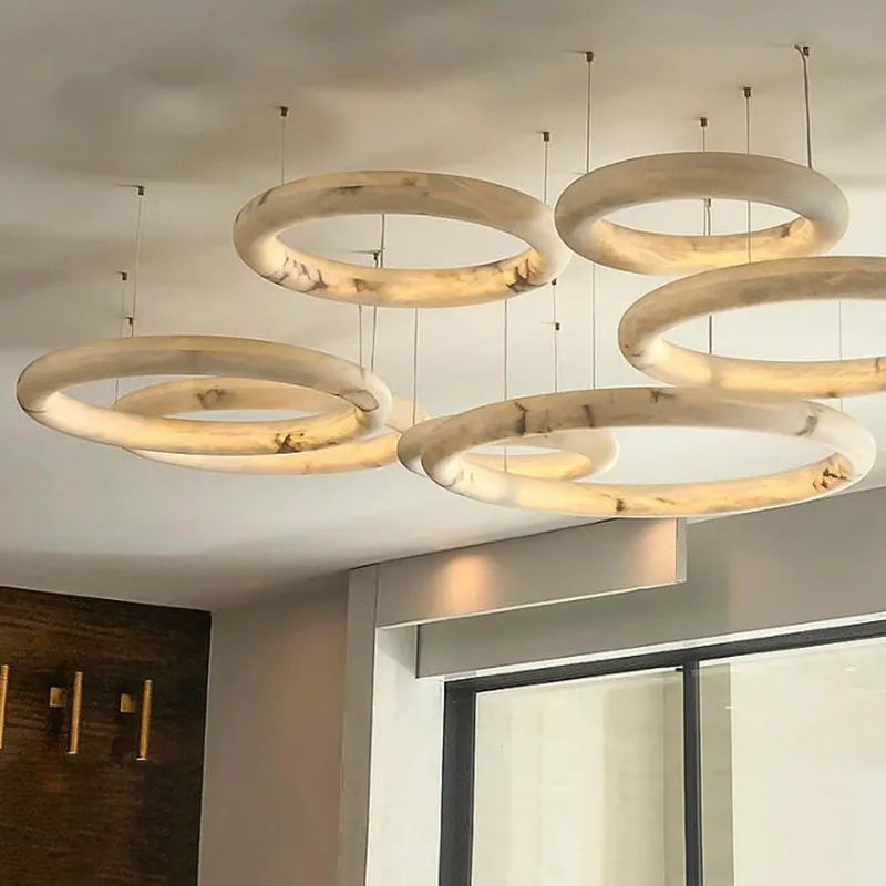 Juliette Marble Stone Ring Pendant Light