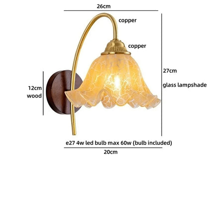 Sakura White Ceramic Walnut Wood LED Wall Lamp Japan Style