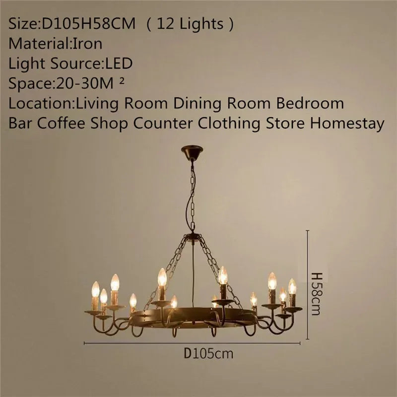 Camille Vintage Crystal Industrial Chandelier Ceiling Light