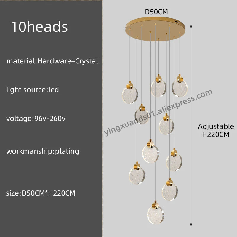 Anastasia Crystal Staircase Pendant Chandelier for Luxury Loft Spaces