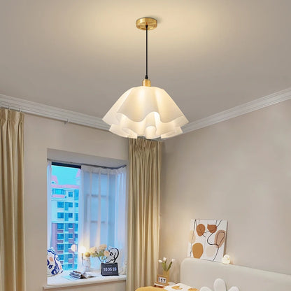 Sofia Nordic White Frosted Glass LED Semi-Flush Chandelier