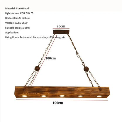 Élodie Industrial Wood Beam Pendant Light
