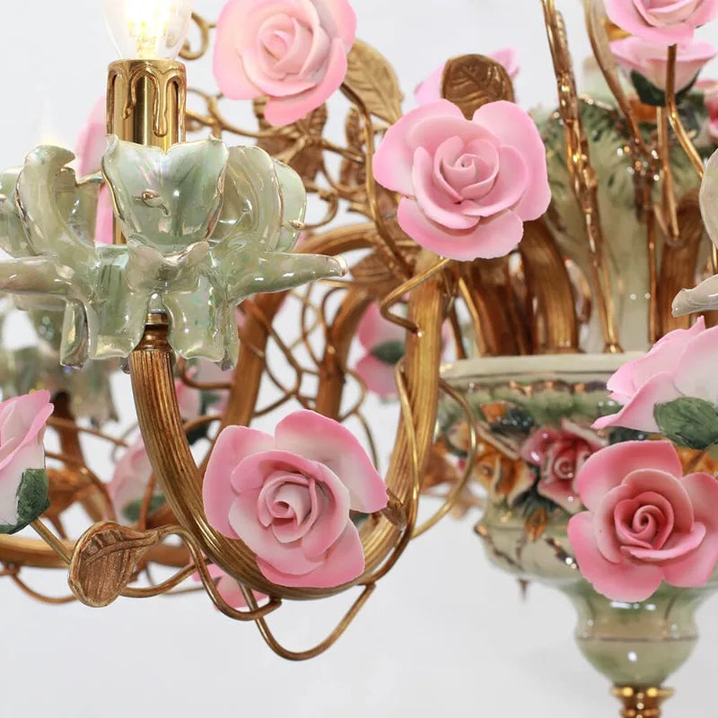 Élise Porcelain Brass Chandelier French Luxury Ceiling Light