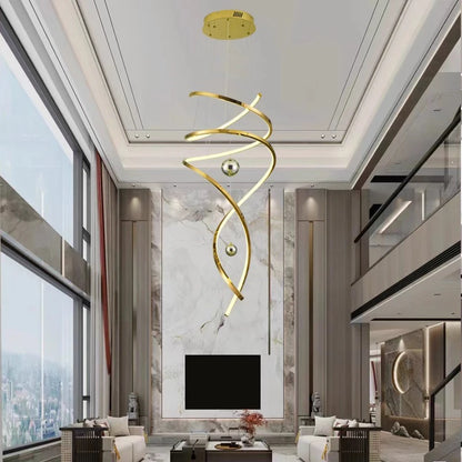 Nora Modern Staircase LED Pendant Chandelier, Dimmable Remote