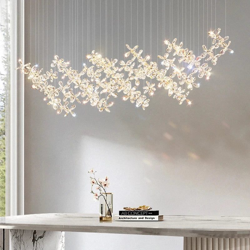 Modern Luxury Flower Crystal LED Pendant Light for Home and Restaurant