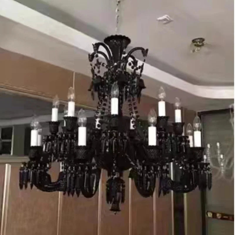 Black Crystal Chandelier for Dining Room and Bedroom Lighting