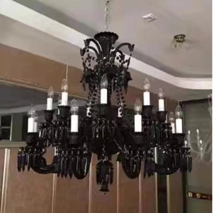Black Crystal Chandelier for Dining Room and Bedroom Lighting
