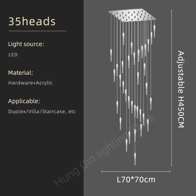 Amélie Crystal Ring Staircase Chandelier