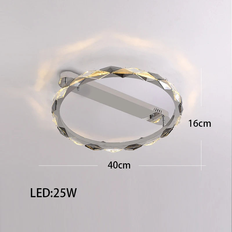 Élodie 2025 Modern Ring Crystal LED Dimmable Ceiling Chandelier Silver Decor Light
