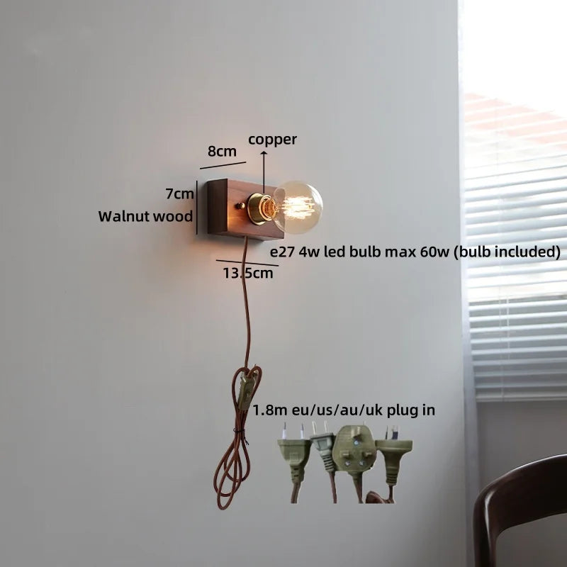 Sakura White Ceramic Walnut Wood LED Wall Lamp Japan Style
