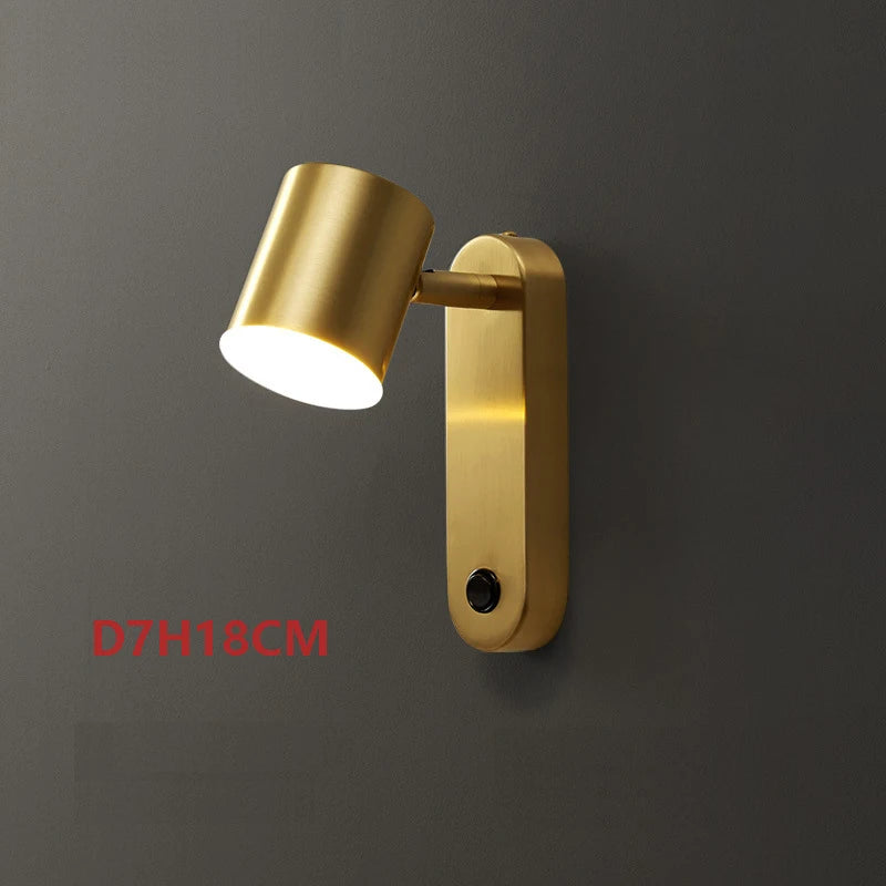 Camille Full Copper Rotating E27 Wall Reading Lamp With Switch