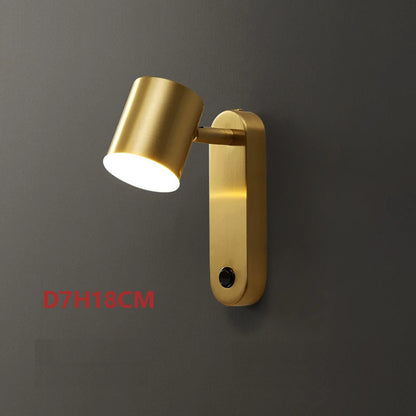 Camille Full Copper Rotating E27 Wall Reading Lamp With Switch