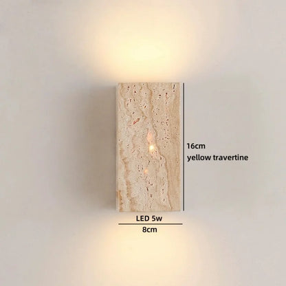 Élise Yellow Travertine LED Wall Lamp Japan Style Luxury