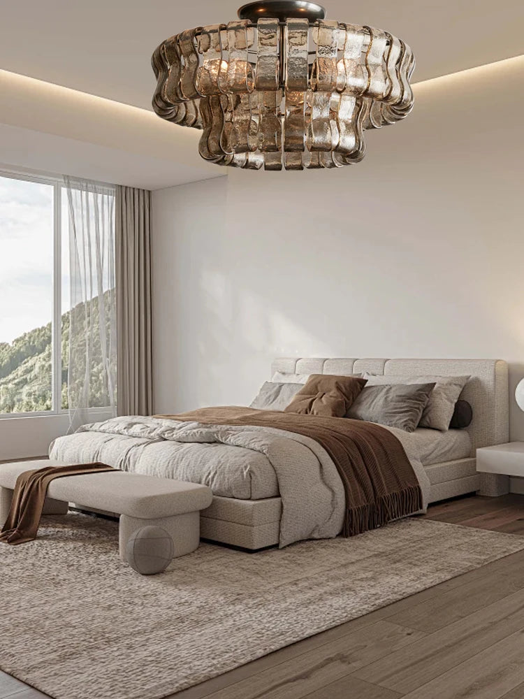 Gray Glass Round Ceiling Chandelier