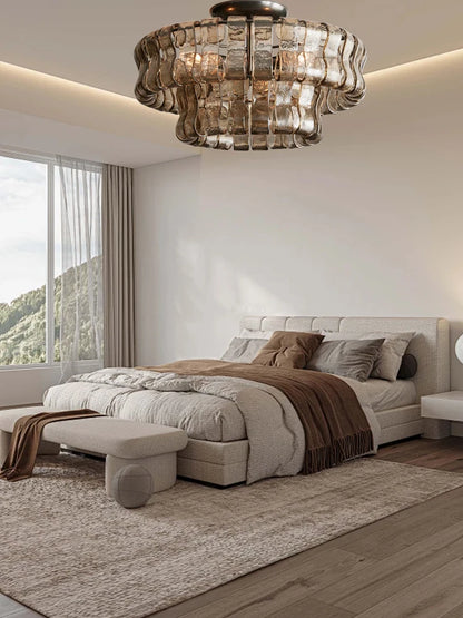 Gray Glass Round Ceiling Chandelier