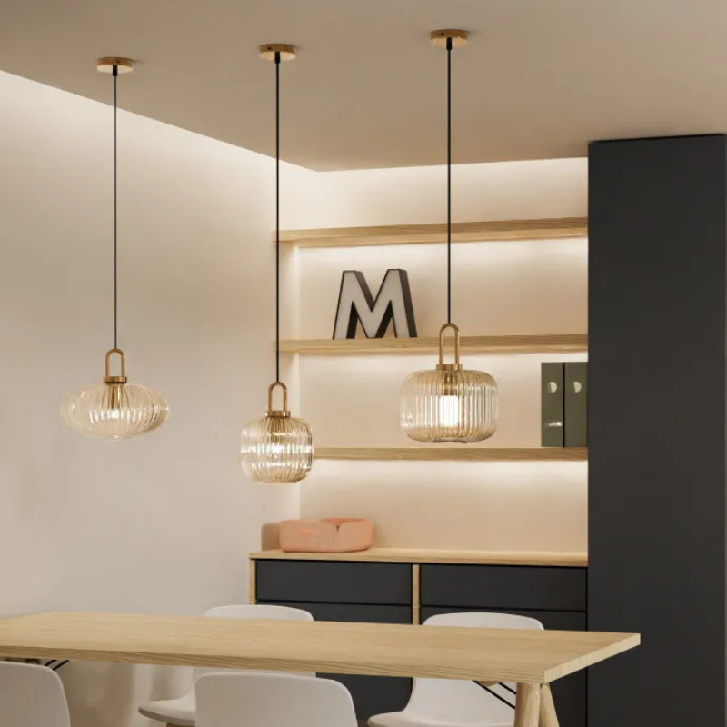 Inès Ribbed Glass Ridge Pendant
