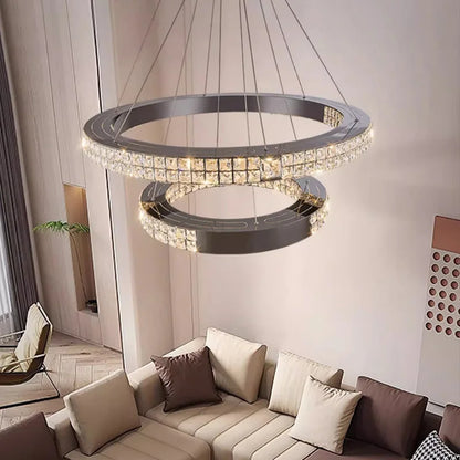 Sophie Scandinavian Crystal Chandelier Black Steel Ceiling Light