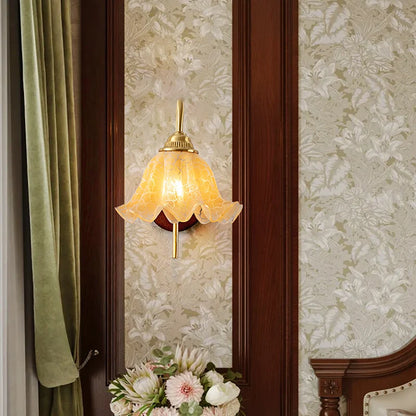 Amélie Nordic Glass Wood LED Wall Lamp Antique Brass