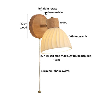Élodie White Ceramic Iron LED Wall Lamp Switch Nordic