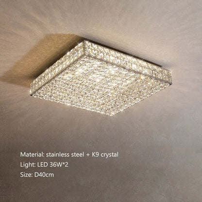 Élodie Modern Luxury K9 Crystal LED Ceiling Lamp For Living Dining Bedroom Home Interior Light