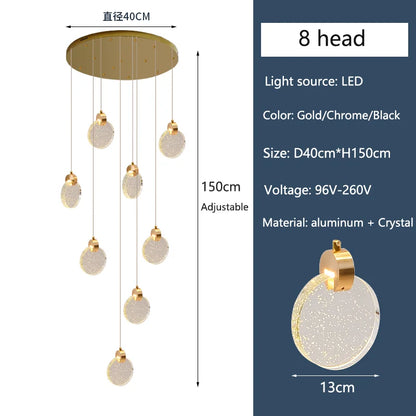 Clémence Luxury Crystal LED Staircase Chandelier Light