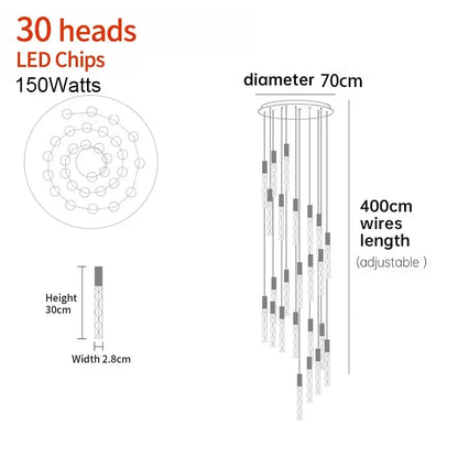 Sophie Spiral Crystal LED Staircase Chandelier