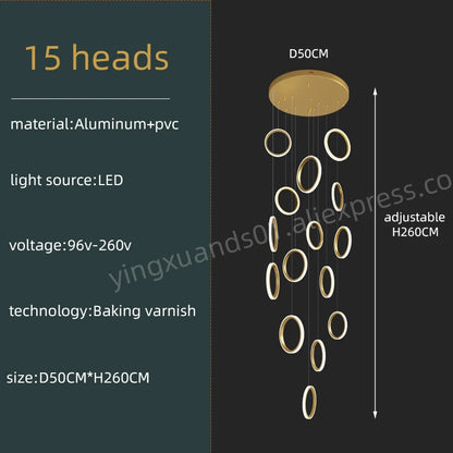 Geneviève Duplex Loft Staircase Pendant Chandelier