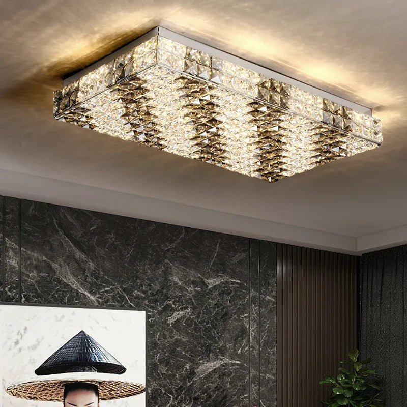 Élodie Modern Luxury K9 Crystal LED Ceiling Lamp For Living Dining Bedroom Home Interior Light