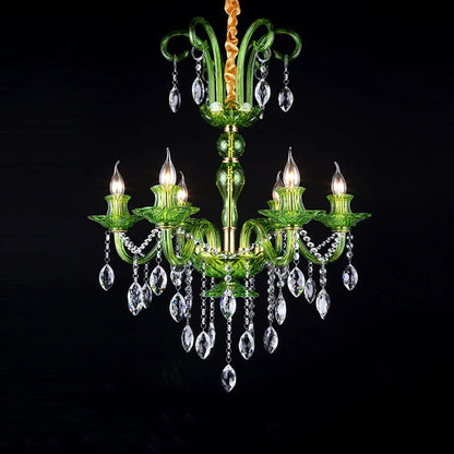 Modern Luxury Green Crystal Chandelier Wave Lotus Leaf Design LED Pendant Light for Bedroom Hotel Lobby Corridor And Restaurant