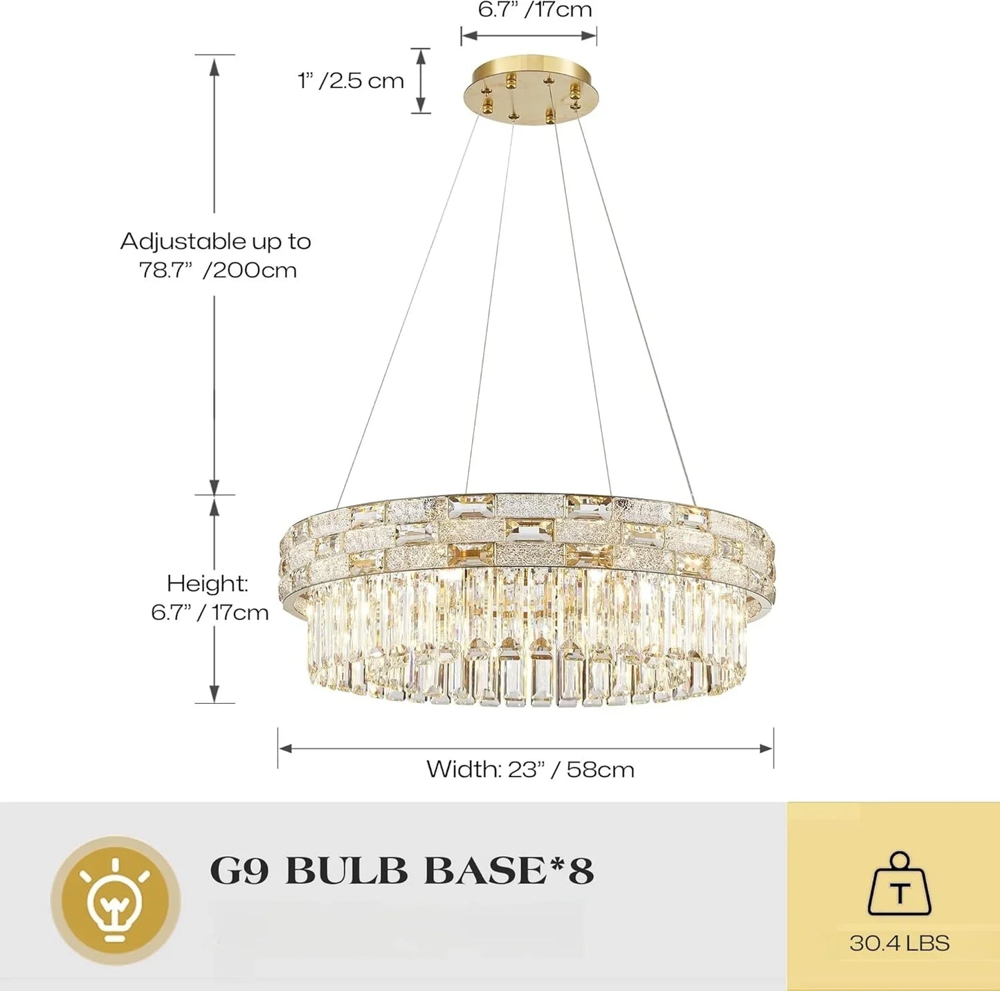 Luxury Circular Crystal Pendant Chandelier for Dining and Living Room