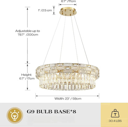 Luxury Circular Crystal Pendant Chandelier for Dining and Living Room