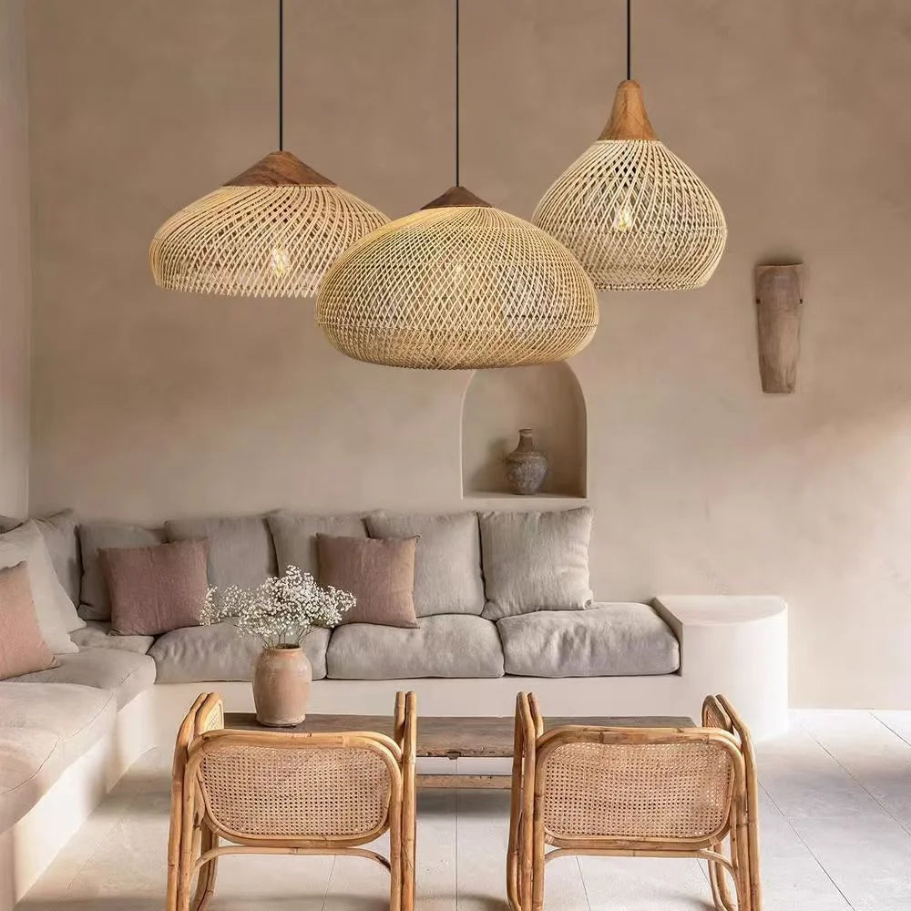 Sophie Wabi Sabi Rattan Pendant Lamp E27 Boho Dining Light