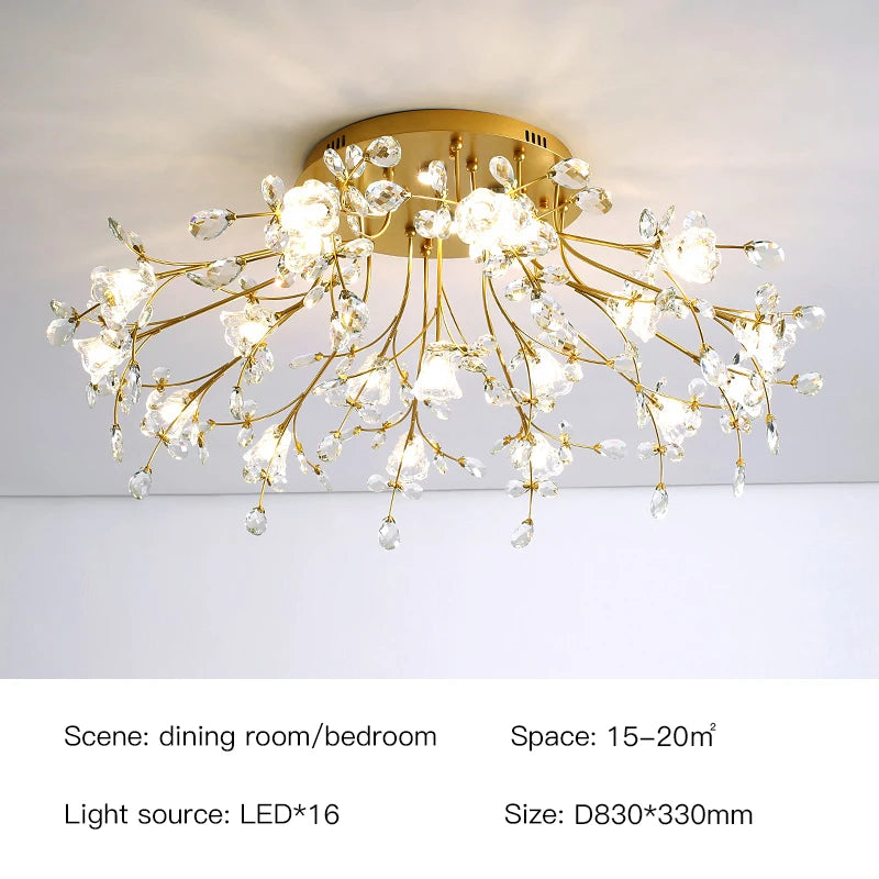 Eléonore Gold Crystal Branch Tree Ceiling Light