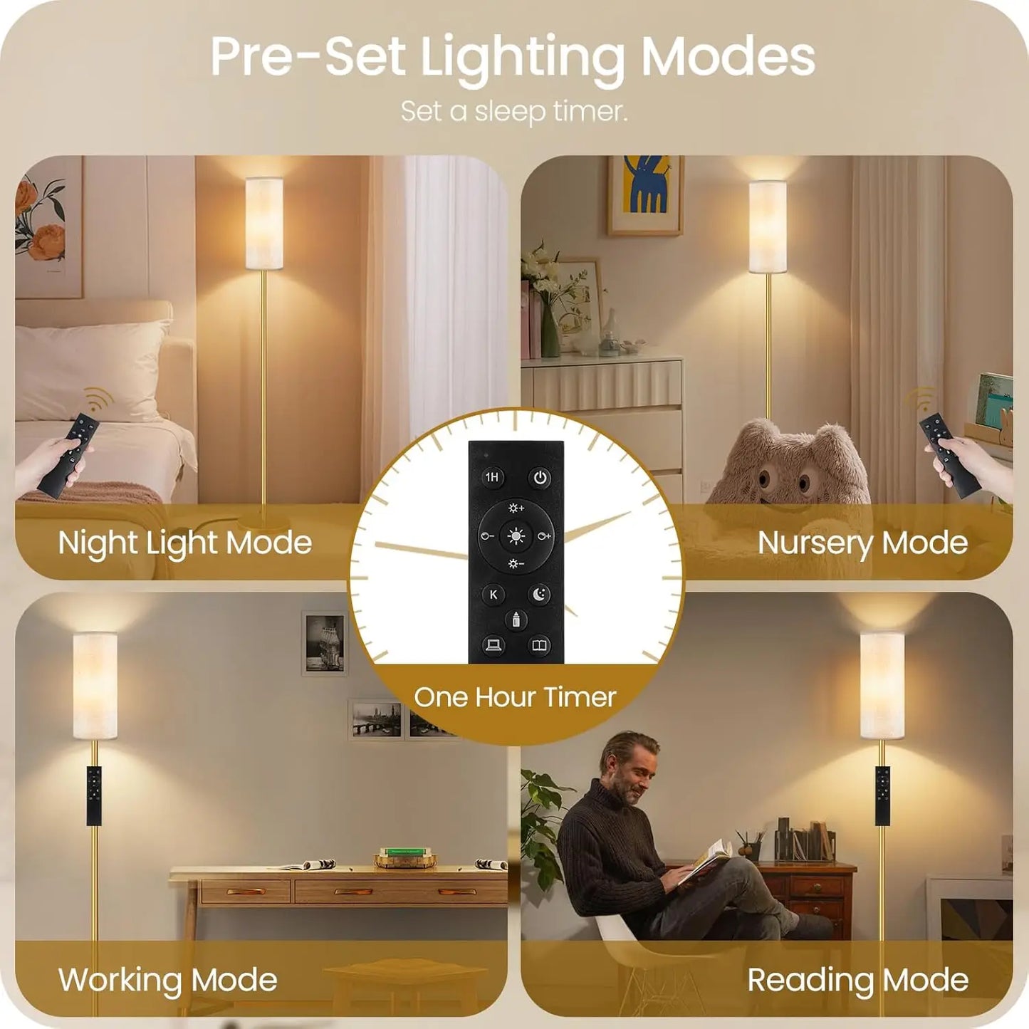 Sophie Modern Dimmable Dual Floor Lamp Set with Remote LED Standing Light