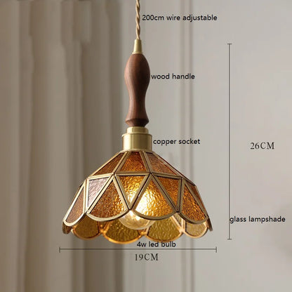 Camille Copper Glass Pendant Light Vintage Style