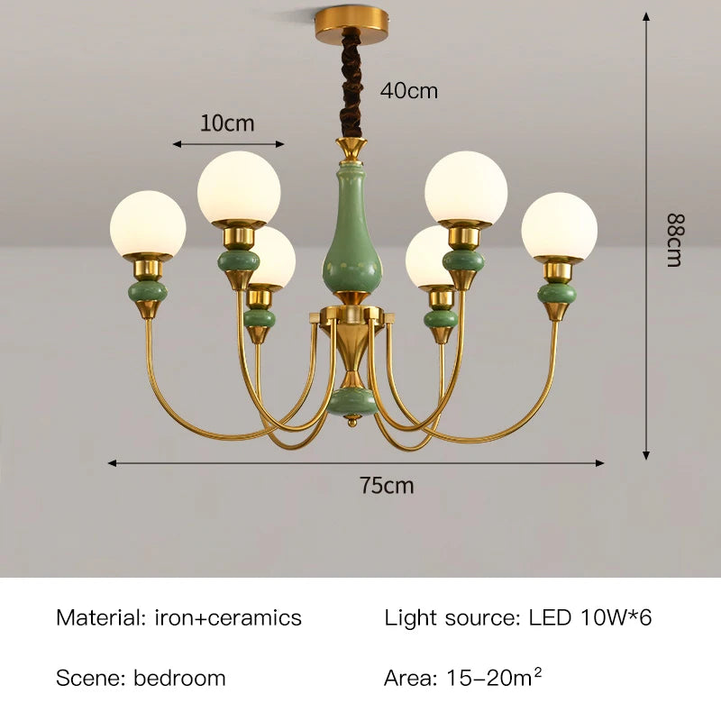 Geneviève Retro Gold Ceramic Chandelier
