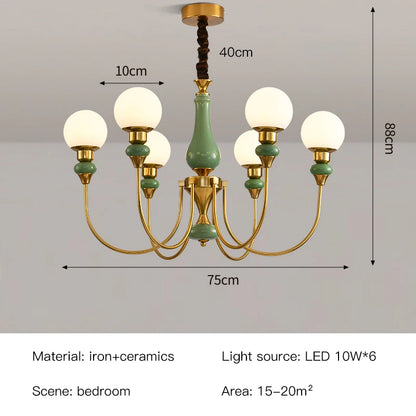 Geneviève Retro Gold Ceramic Chandelier