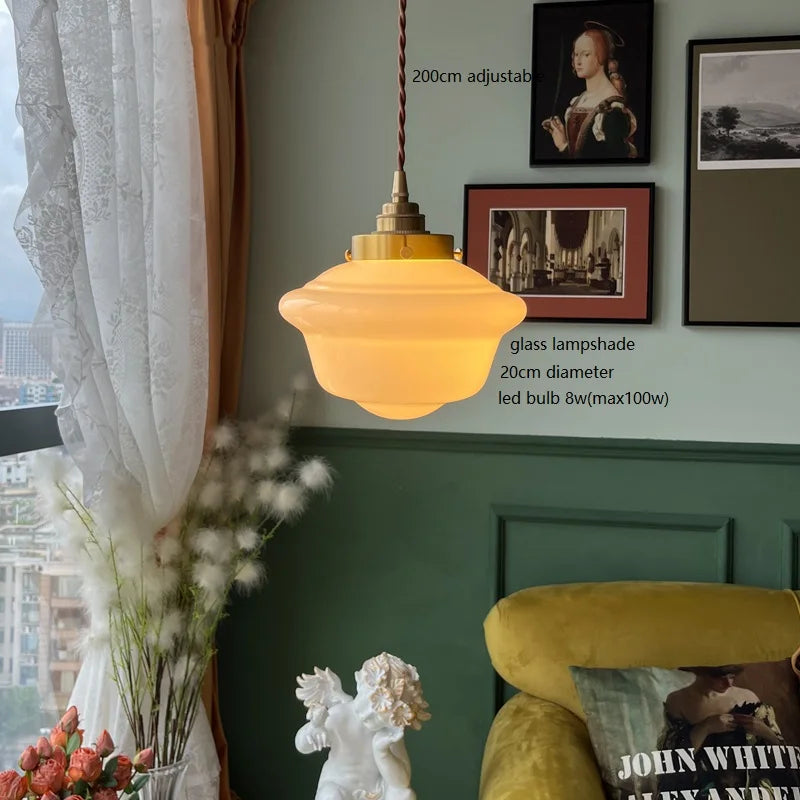 Élodie Glass Pendant Light with Copper Finish